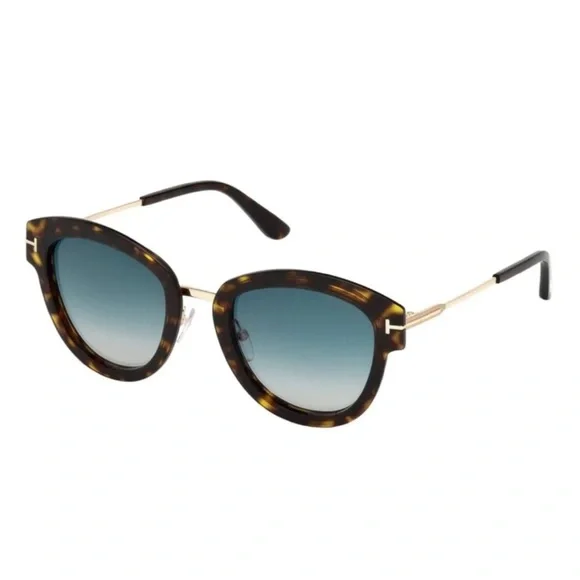 TOM FORD MIA HAVANA/BLUE CAT EYE SUNGLASSES TF574